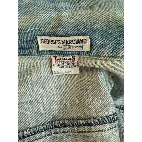 Vintage Guess Denim Trucker Jacket Unisex Blue 80s Casual Button-Up - Picture 3 of 7